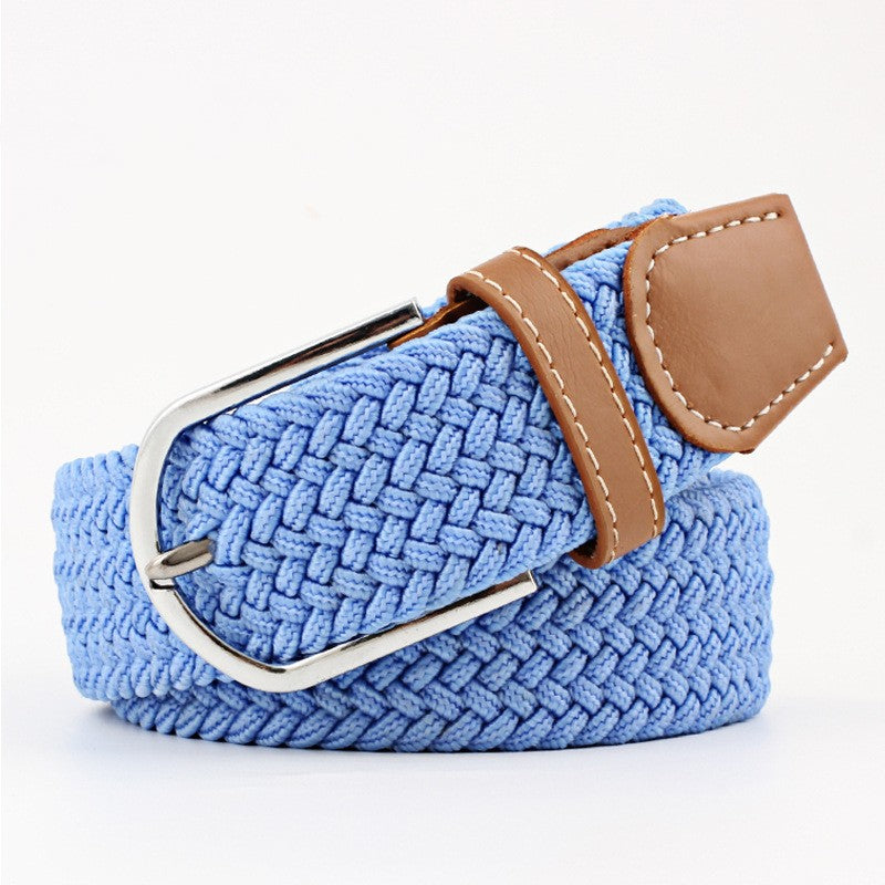 Women's Canvas Belt Student Pants Casual Stretch Braided Needle Buckle