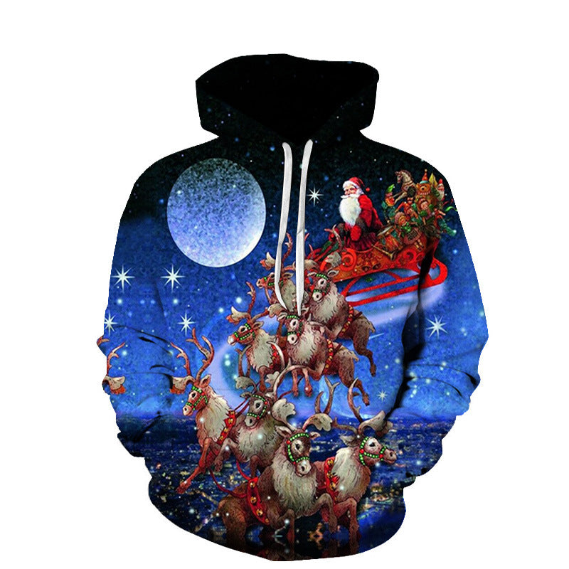 Men's And Women's Fashion Casual Christmas Digital Printing Long-sleeved Pullover