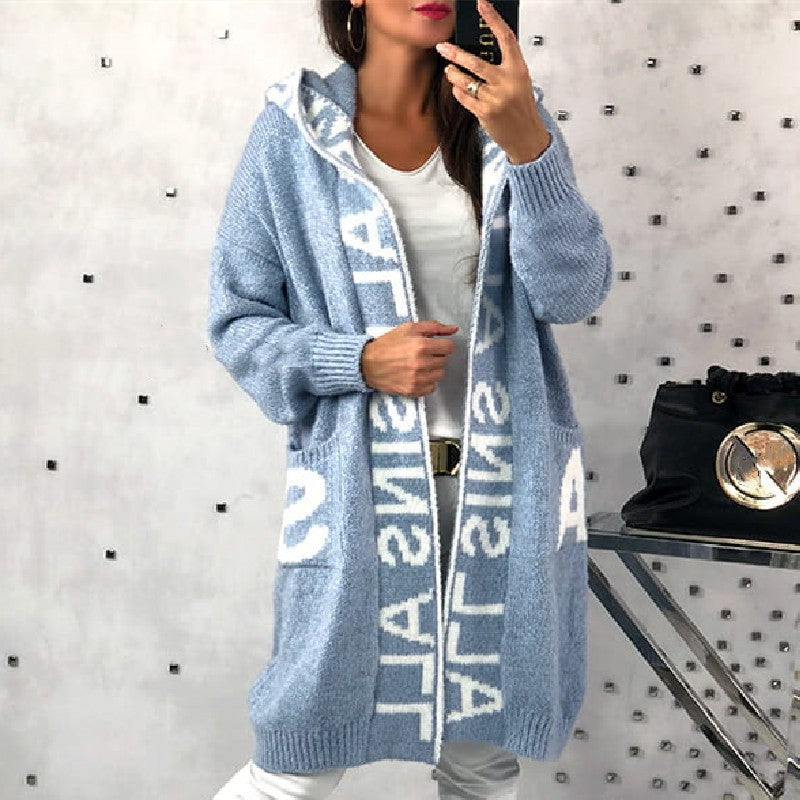 Cardigan Hooded Knitted Women's Sweater Coat