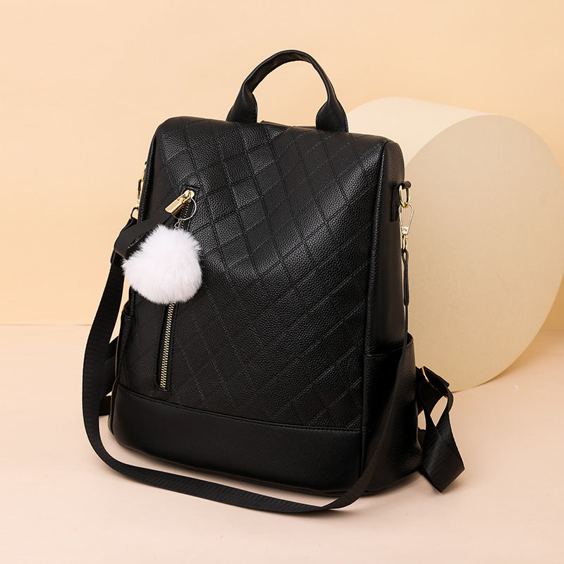 Women's Fashion Soft Leather Preppy Style Backpack