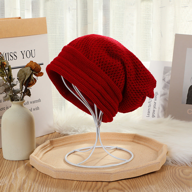 Gorro largo de estilo japonés para otoño e invierno, textura de Color puro que mantiene el calor