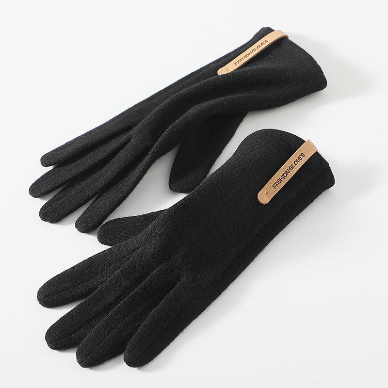 Women's Fleece-lined Thickened Outdoor Cycling Touch Screen Warm Gloves