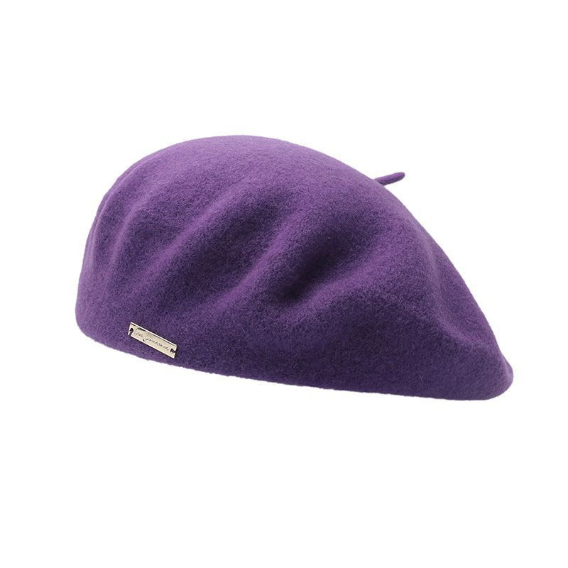 Gorro a juego de color puro, grueso, cálido, informal, para temporada informal