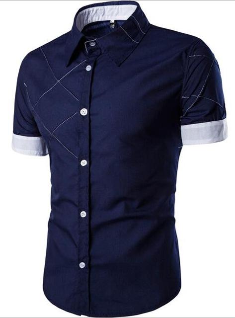 Hombres Camisa de manga corta con cuello extendido