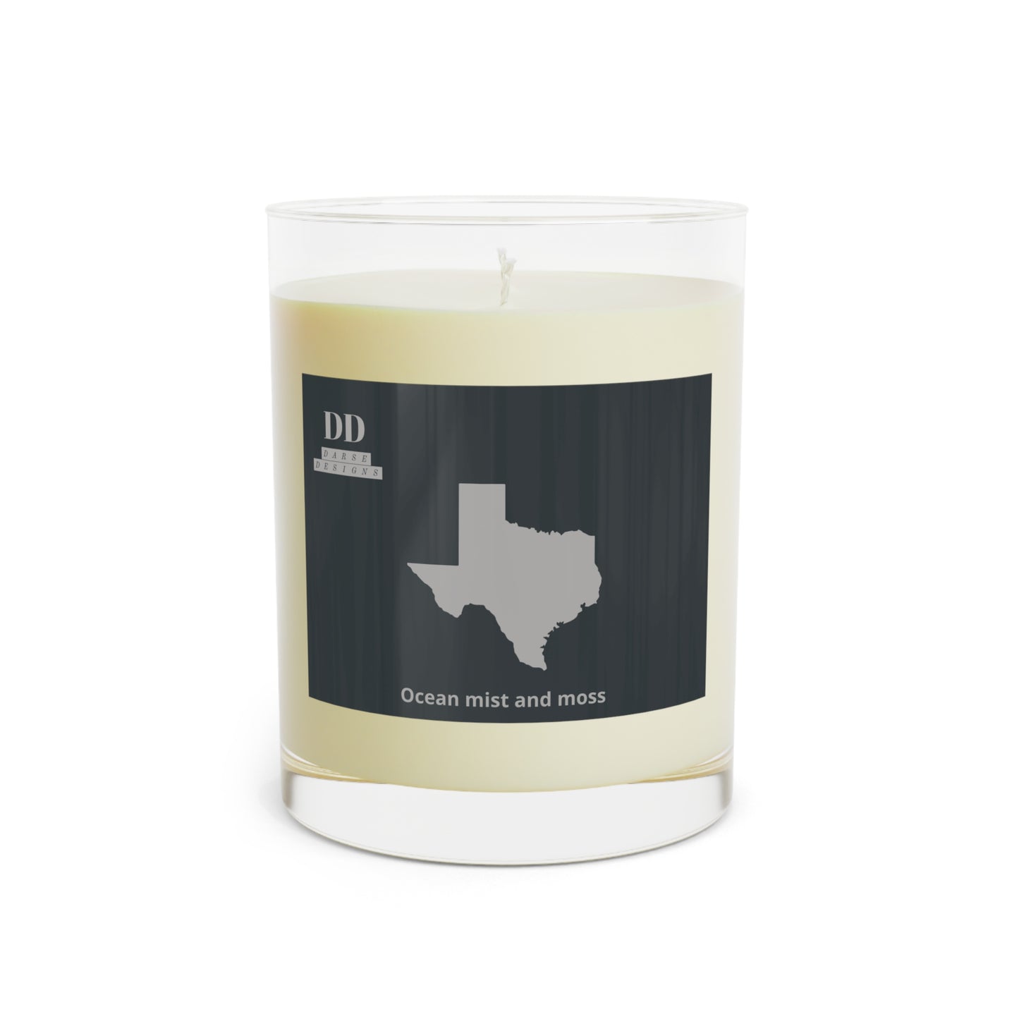 Darse Designs Texas Veracruz logo Ocean Mist and Moss Vela perfumada - Vidrio completo, 11oz 