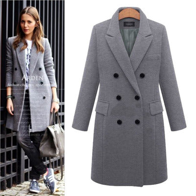 Long woolen coat wool coat in windbreaker