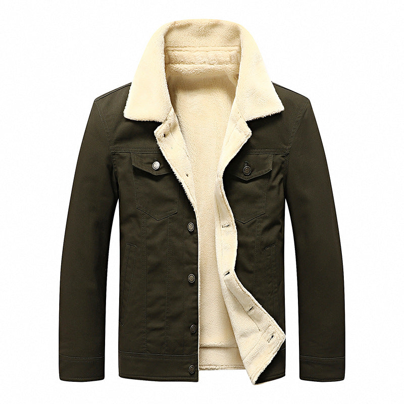 Men's Fashion Casual Zipper Regular Thickened Single-breasted Jacket