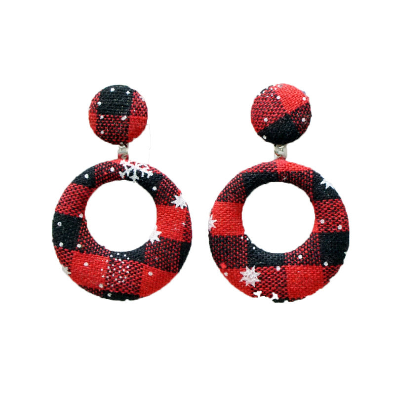 Women's Fashion Personality Geometry Round Christmas Earrings