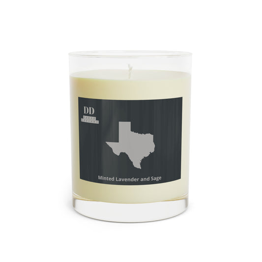 Darse Designs Texas Veracruz logo Vela perfumada de lavanda y salvia, vidrio completo, 11 oz 