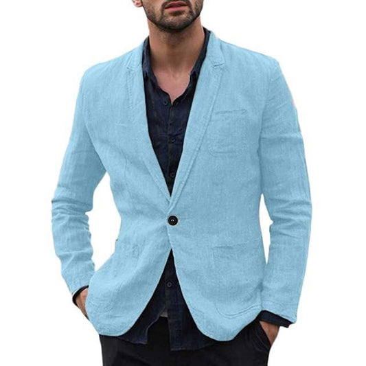 Otoño sólido para hombres trajes finos de algodón Blazers chaqueta coa