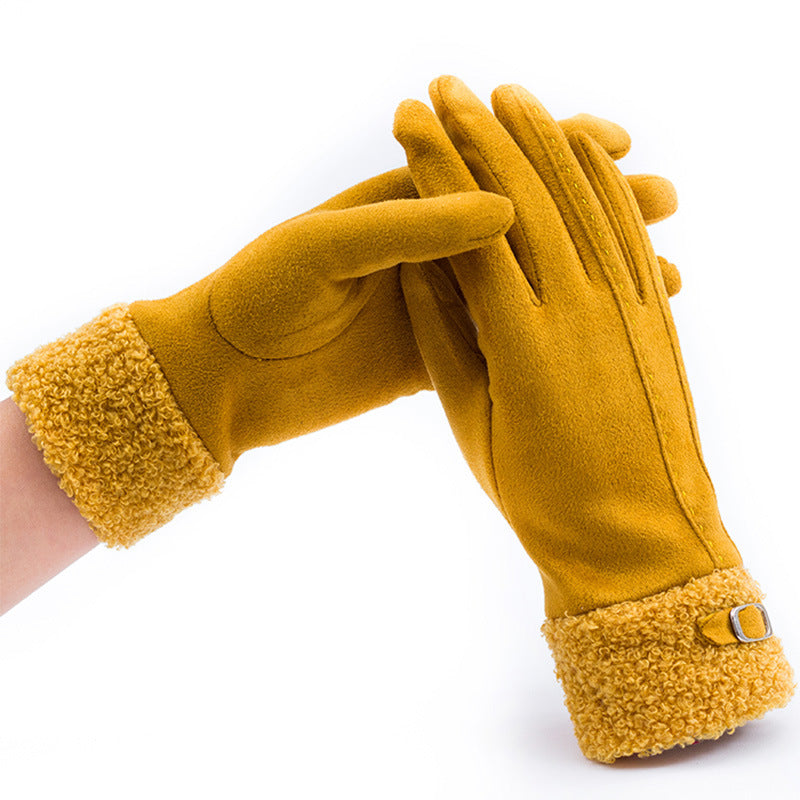 Guantes cálidos de invierno para mujer con pantalla táctil y engrosamiento de terciopelo