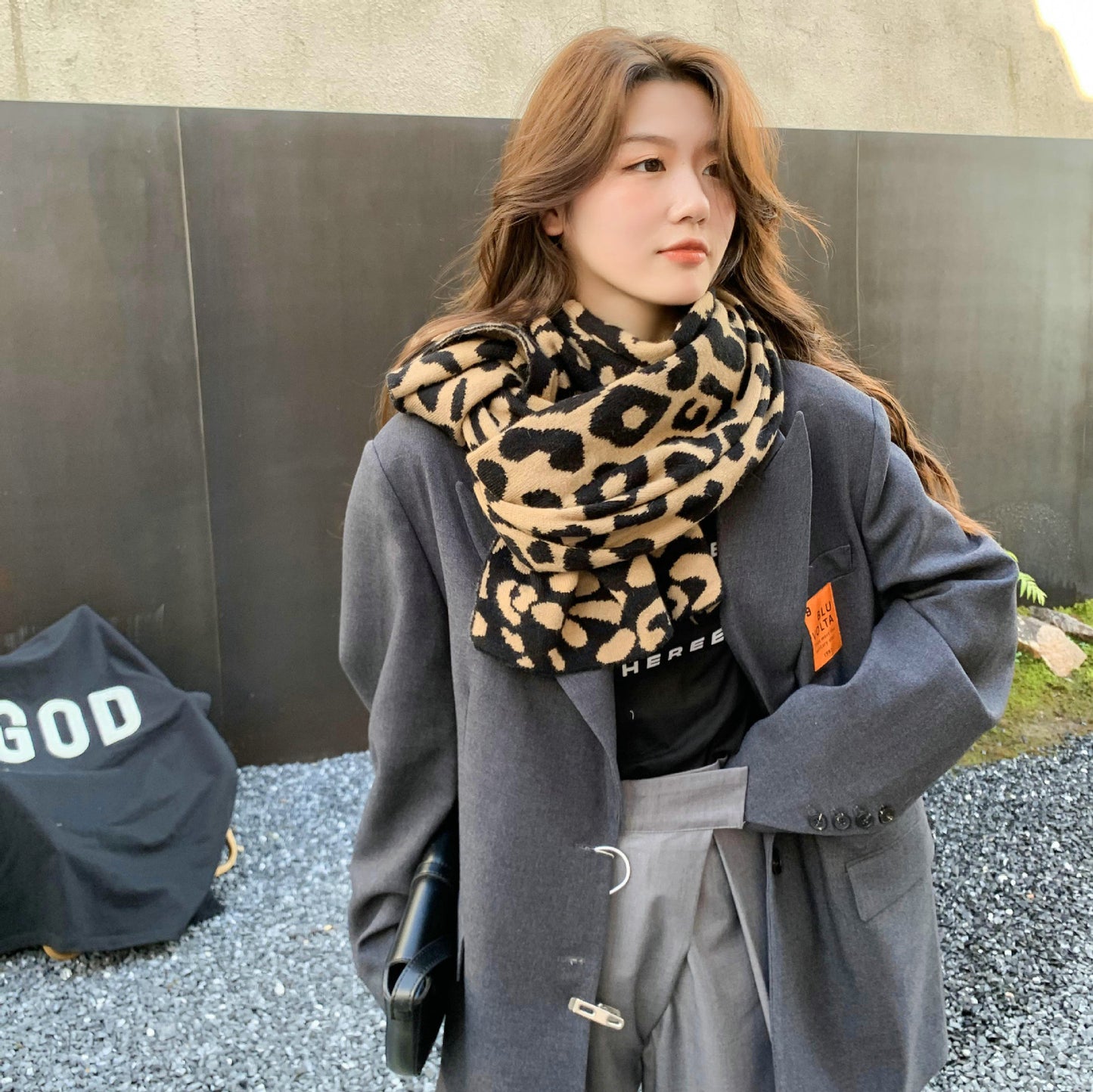 Europe And America Fashion Leopard Scarf Versatile Warm Keeping Women