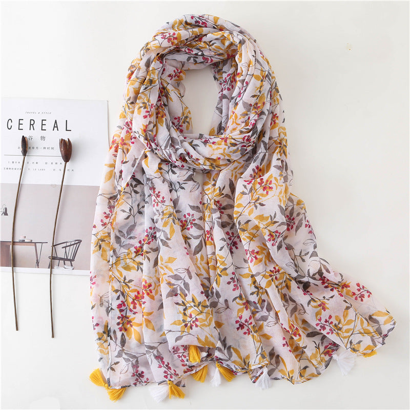 Japanese Style Artistic Fresh Cotton And Linen Scarf Retro Patchwork Bohemian Cashew Print