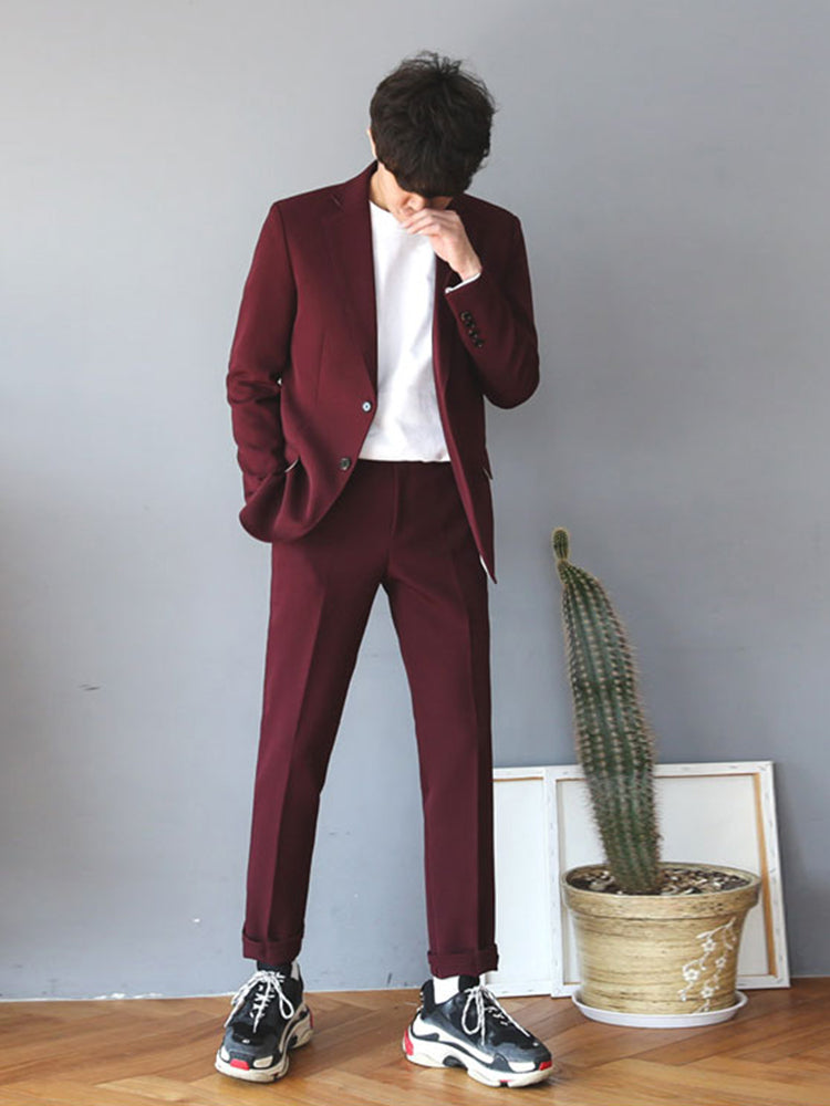 Trajes de hombre, ropa formal, estilo coreano informal, ajuste profesional de otoño