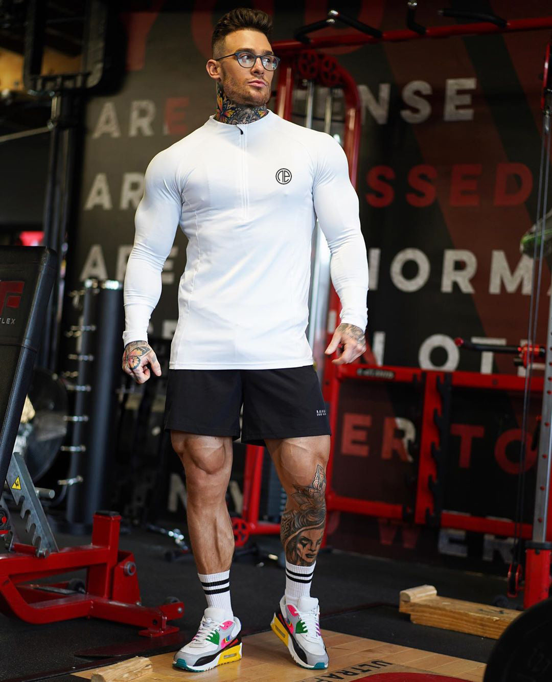 Camisas deportivas con cuello y cremallera para hombre, camiseta deportiva negra de manga larga para gimnasio