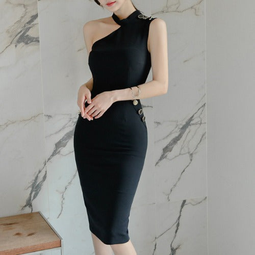 Dresses, Ladies' Body-fitting, Hanging Neck, Waist Bag, Hip Temperament, Thin One-step Skirt