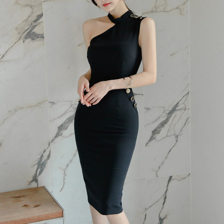 Dresses, Ladies' Body-fitting, Hanging Neck, Waist Bag, Hip Temperament, Thin One-step Skirt