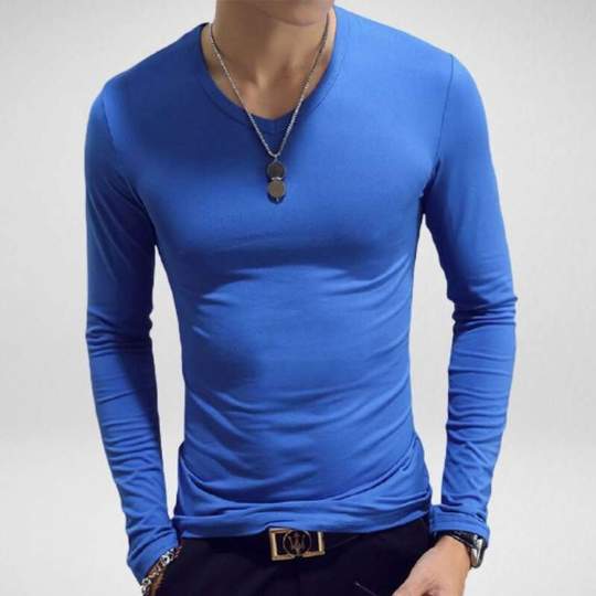 Camiseta de manga larga con cuello en V para hombre