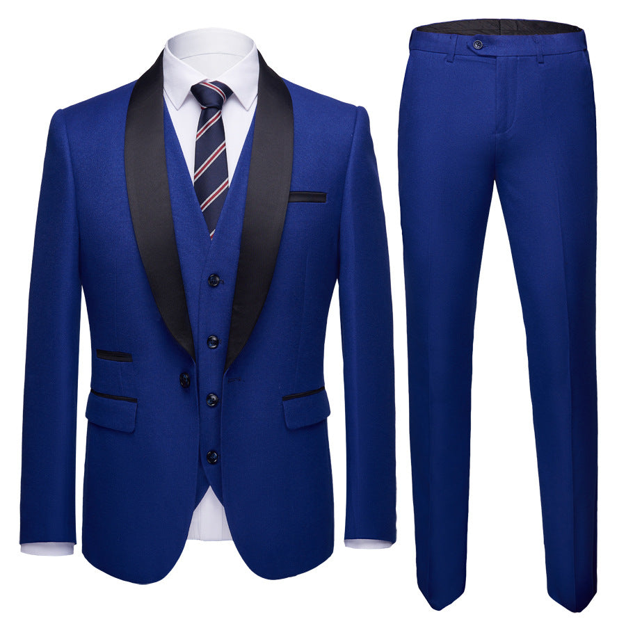 Trajes informales de negocios para hombres, versión coreana para hombres del traje de novio de boda de autocultivo, traje de tres piezas