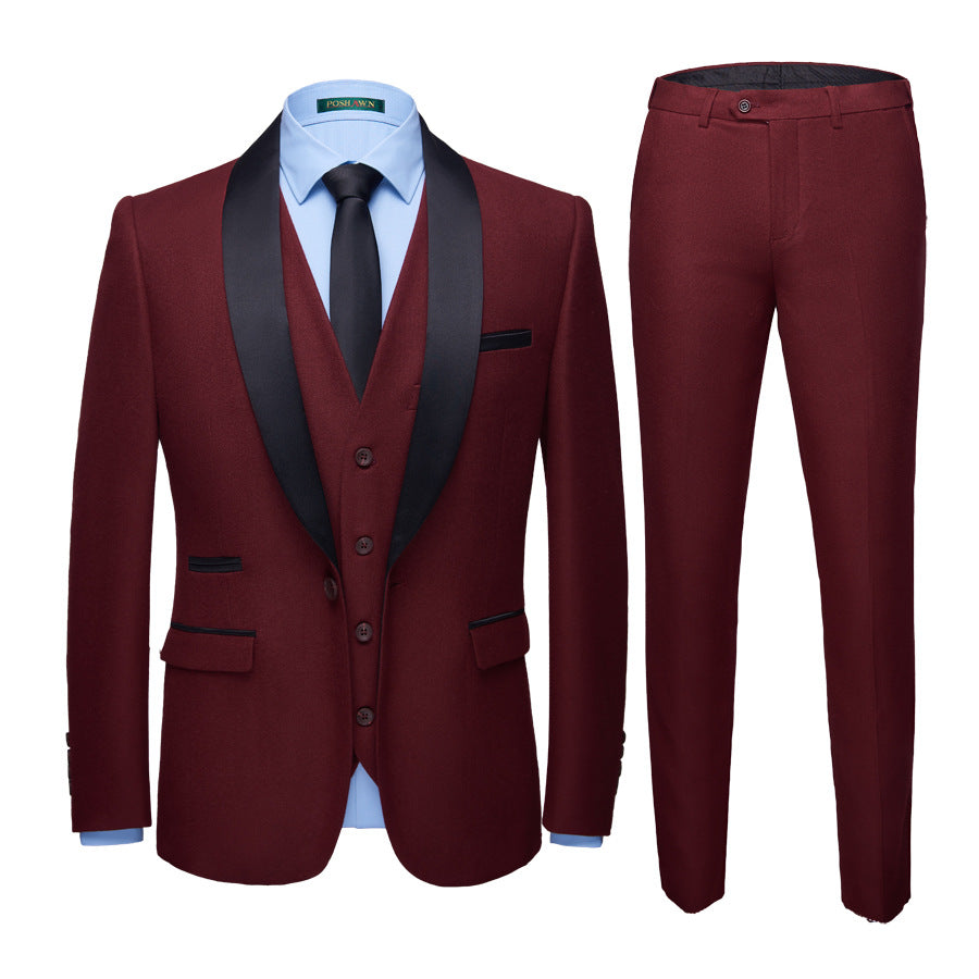 Trajes informales de negocios para hombres, versión coreana para hombres del traje de novio de boda de autocultivo, traje de tres piezas