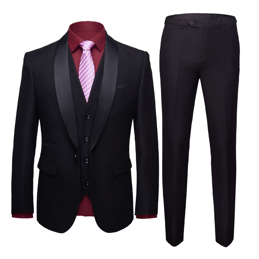 Trajes informales de negocios para hombres, versión coreana para hombres del traje de novio de boda de autocultivo, traje de tres piezas