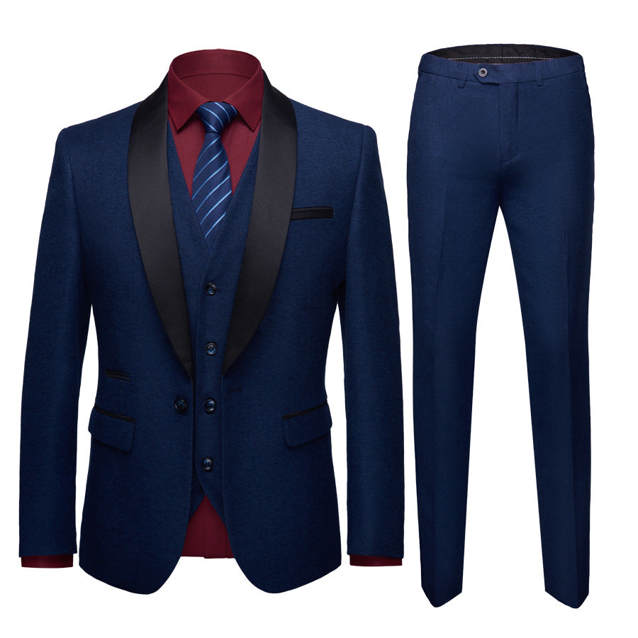 Trajes informales de negocios para hombres, versión coreana para hombres del traje de novio de boda de autocultivo, traje de tres piezas