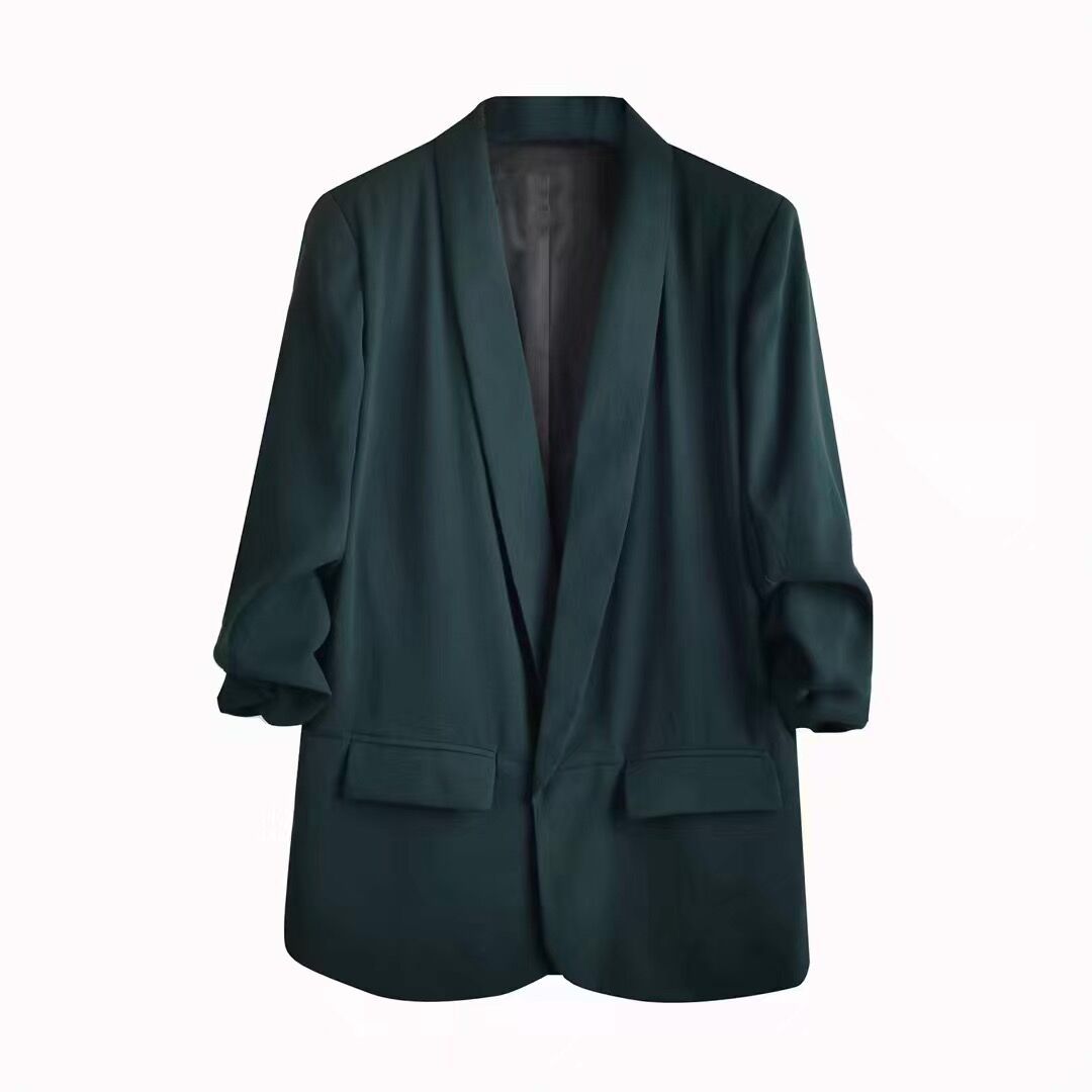 Casual Suit Jacket With Pleated Sleeve Pockets