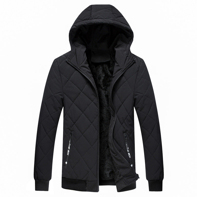 Chaqueta corta de algodón térmica gruesa con capucha para hombre