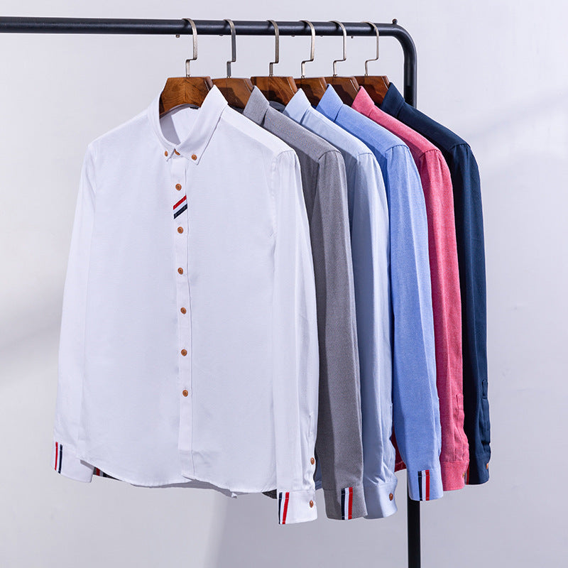 Camisas tejidas Oxford de negocios de verano de algodón informal a juego