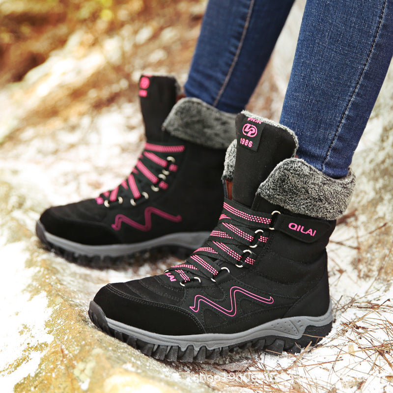 Botas de tobillo para mujer, zapatos de invierno, botas de nieve para mujer, zapatos cálidos para madre con cordones