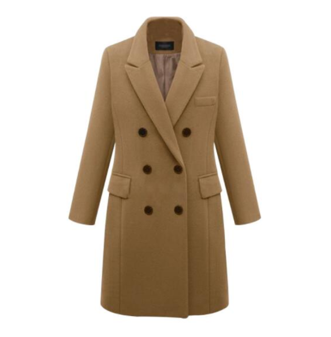 Long woolen coat wool coat in windbreaker