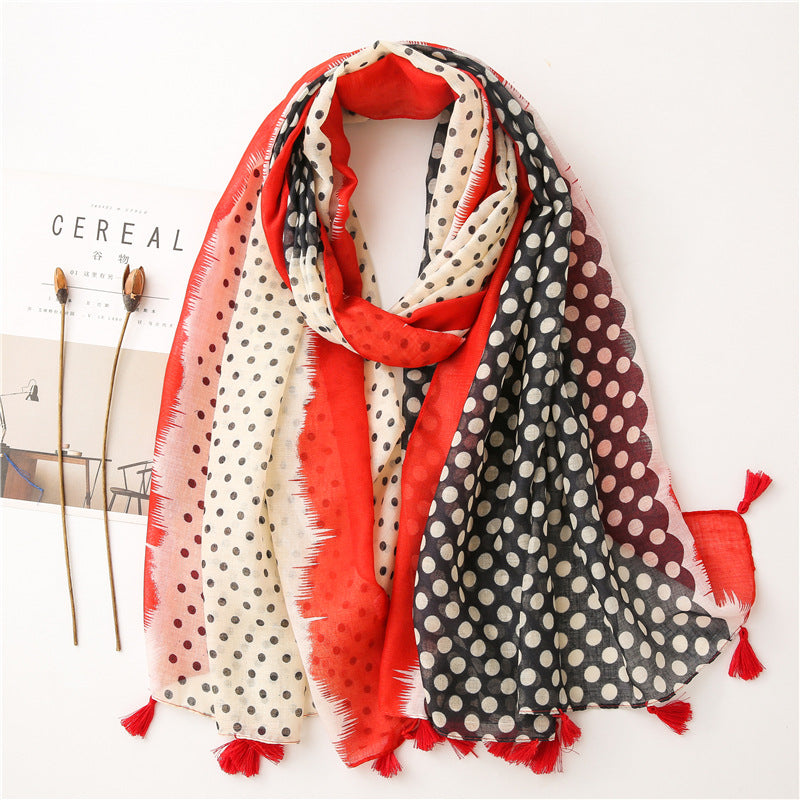 Japanese Style Artistic Fresh Cotton And Linen Scarf Retro Patchwork Bohemian Cashew Print