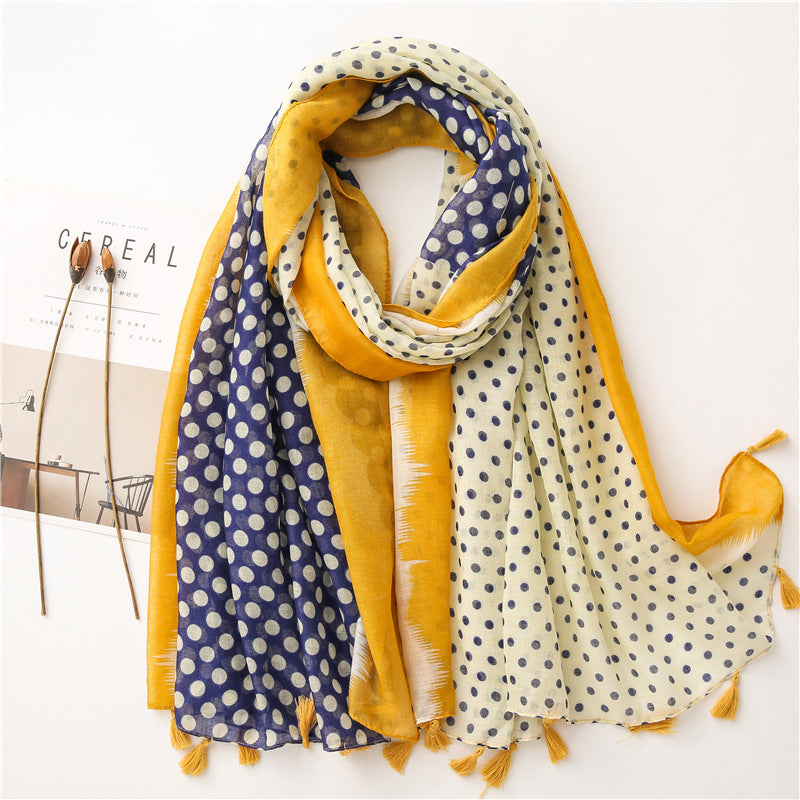 Japanese Style Artistic Fresh Cotton And Linen Scarf Retro Patchwork Bohemian Cashew Print