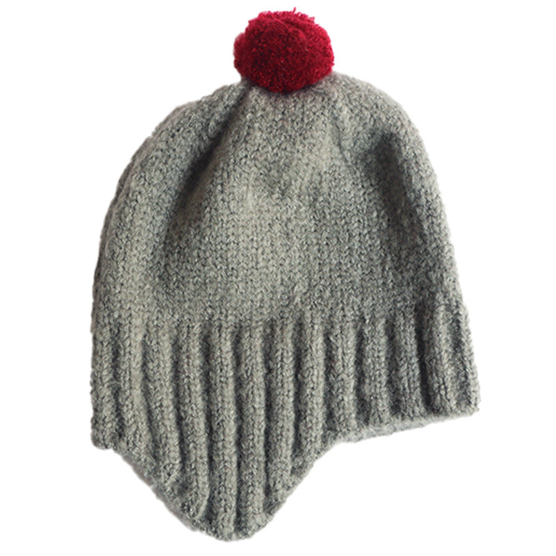 Otoño e invierno, nuevo gorro tejido cálido con orejeras bonitas para bebé, bola de piel, para hombre y mujer