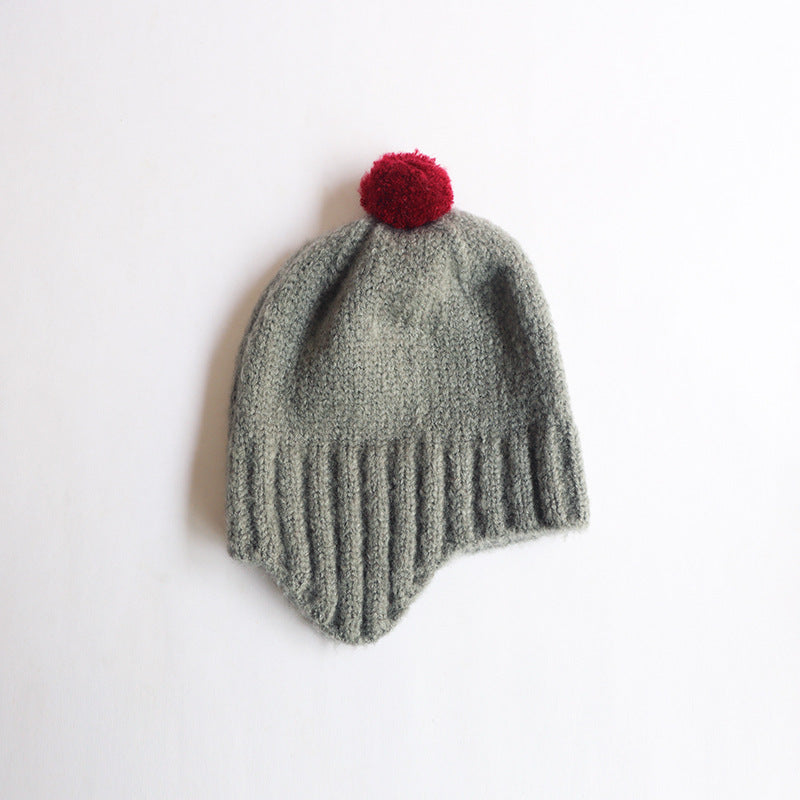 Otoño e invierno, nuevo gorro tejido cálido con orejeras bonitas para bebé, bola de piel, para hombre y mujer