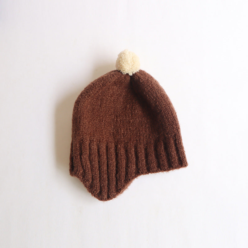 Otoño e invierno, nuevo gorro tejido cálido con orejeras bonitas para bebé, bola de piel, para hombre y mujer