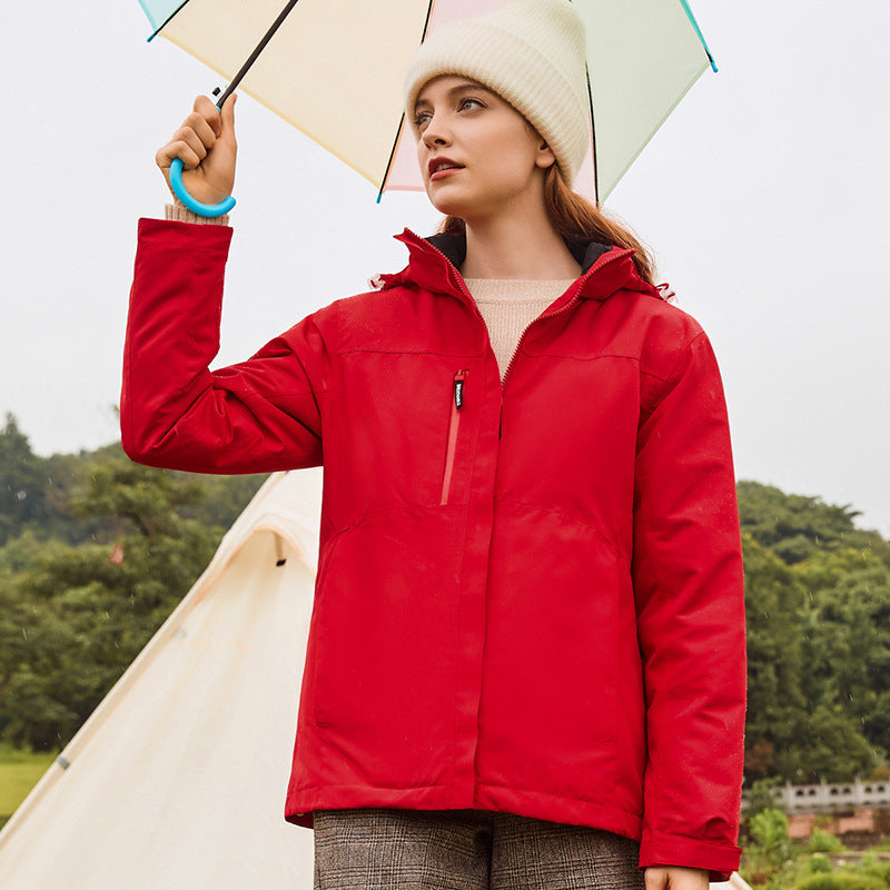 Chaqueta impermeable a prueba de viento con forro impermeable de algodón tres en uno