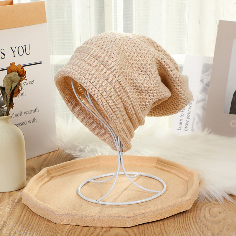 Gorro largo de estilo japonés para otoño e invierno, textura de Color puro que mantiene el calor