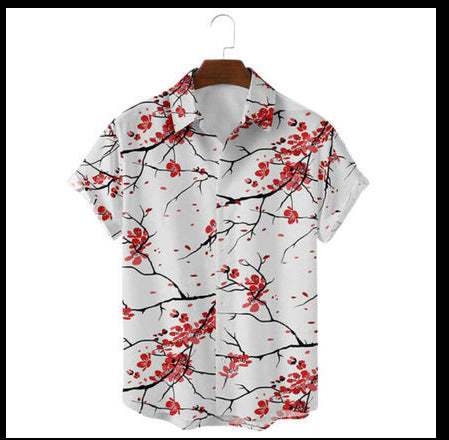 Camisa de solapa con estampado digital para hombre