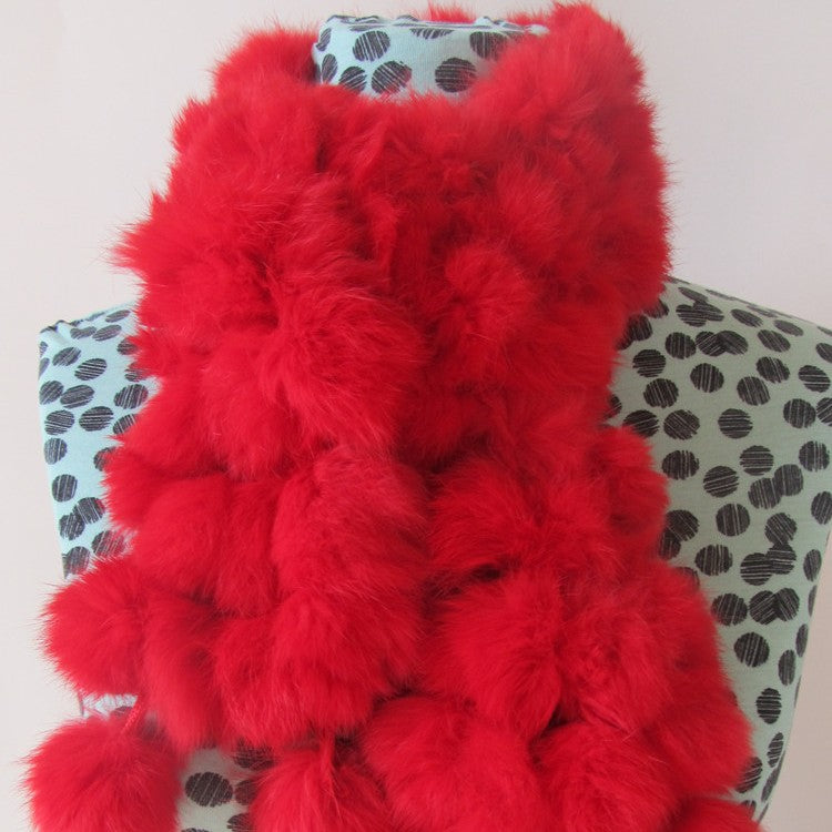 Four-row Ball Rabbit Fur Scarf