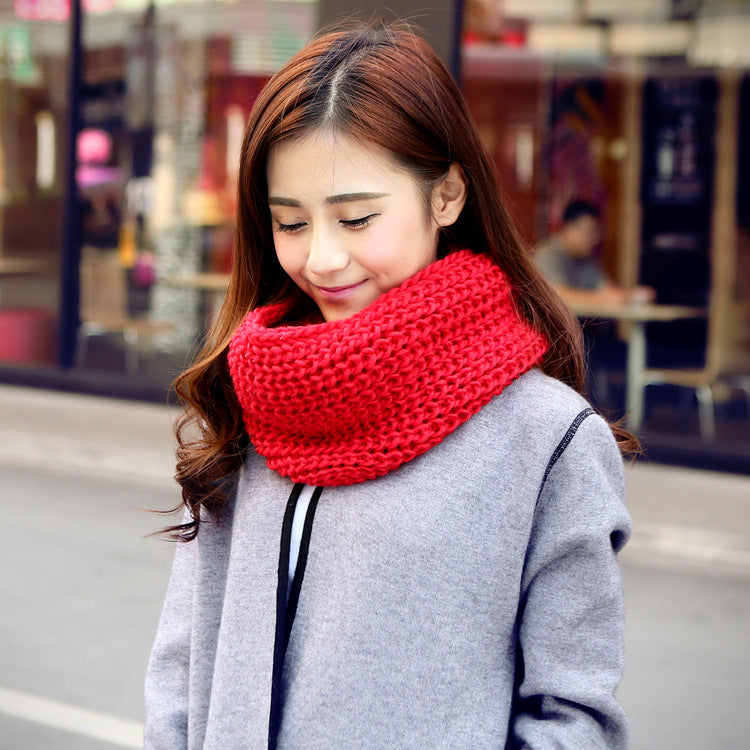 Autumn And Winter Solid Color Pullover Wool Knitted Scarf