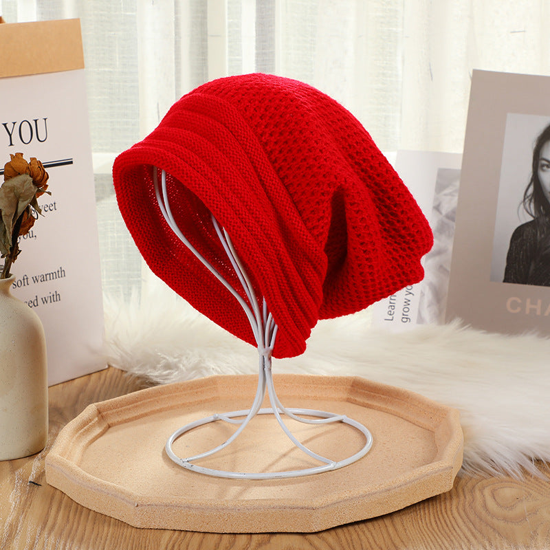 Gorro largo de estilo japonés para otoño e invierno, textura de Color puro que mantiene el calor