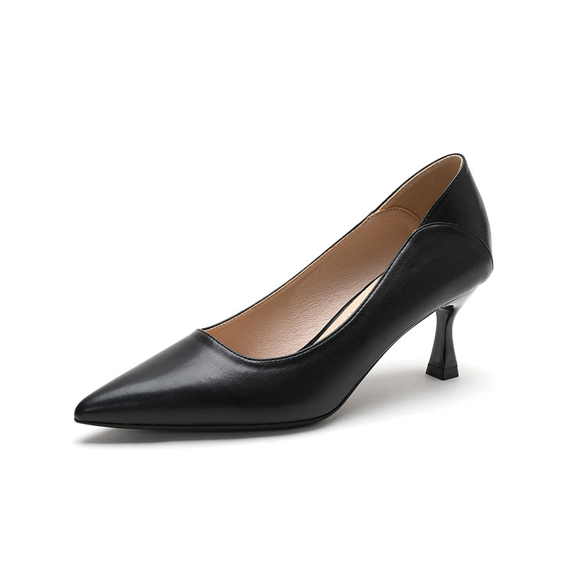 Small Size Black Professional Pointed High Heels