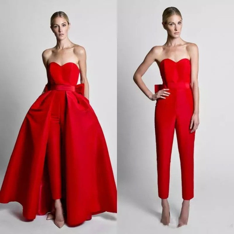 Vestidos de noche mono rojo con