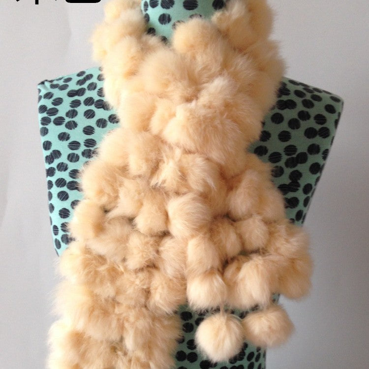 Four-row Ball Rabbit Fur Scarf