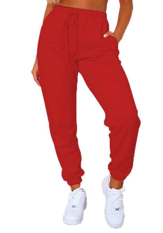 Women's Fashion Solid Color Ankle Banded Pants