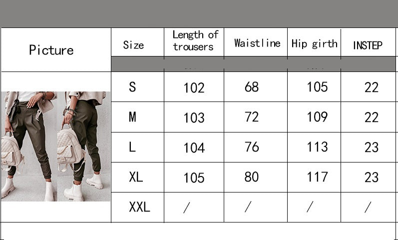 Temperament Leisure Series Belt Solid Color PU Leather Casual Pants