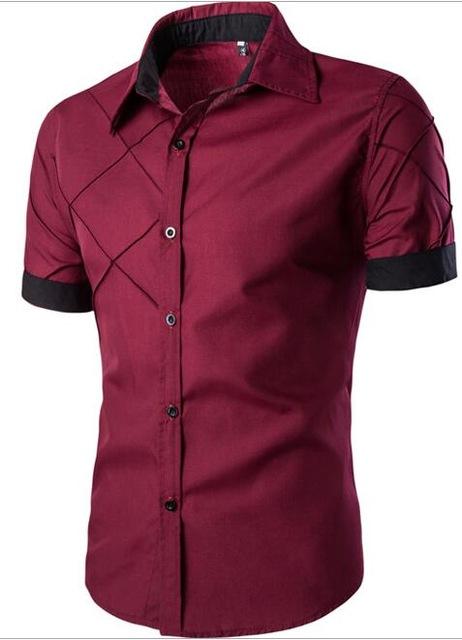 Hombres Camisa de manga corta con cuello extendido