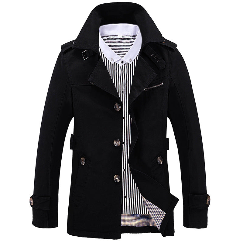 Men's Fashion Casual Solid Color Trench Coat