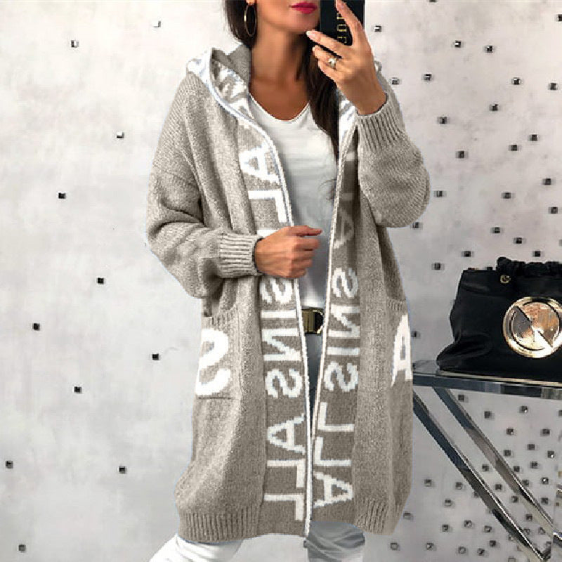 Cardigan Hooded Knitted Women's Sweater Coat